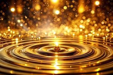 Luminous ripples of gold flowing across a mysterious void, bathing the scene in an aura of glamour and enchantment