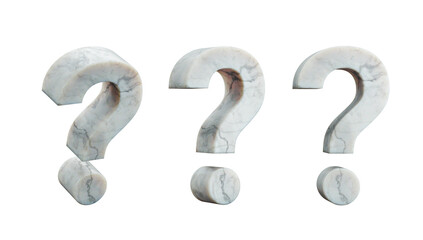Set of marble thick question mark icon isolated on transparent white background, png