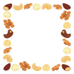 四角いアーチ状に配置されたミックスナッツ