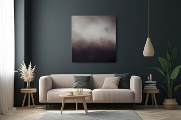 Dark Smoky Gradient Canvas Art with Muted Hazy Design