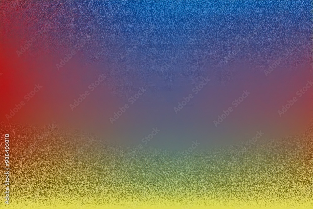 Poster vibrant gradient background in blue red and yellow with abstract glowing waves and noise texture
