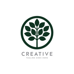 Creative artistic tree logo concept. eco friendly tree logo. Colorful leaf tree logo. minimalist tree vector icon logo