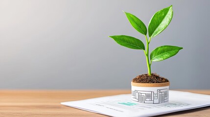 A conceptual image of a plant growing out of a digital strategy document, symbolizing the organic growth of a business through innovative thinking