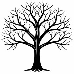 Leafless Tree Outline with Bare Branches  Silhouette Vector Illustration design