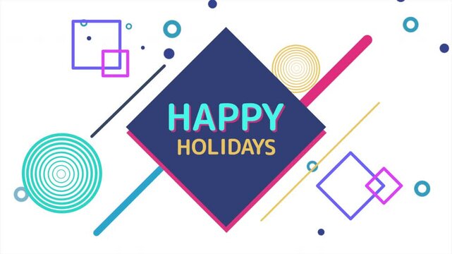 A modern and vibrant graphic design featuring a blue and purple geometric pattern with the words Happy Holidays. Versatile for social media, greeting cards, or website backgrounds