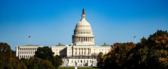 Fototapeta premium Washington D. C. Capitol. Congress. American Capitol Building. United States Capital. Washington, US landmark. USA Supreme Court. Washington monument. Washington city.
