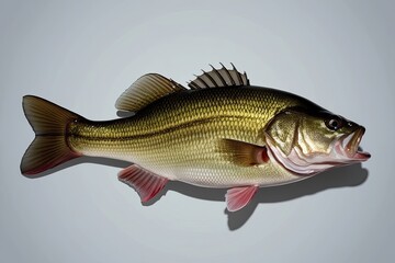 Isolated Largemouth Bass on Light Background for Freshwater Fishing and Sport Fishing Tips