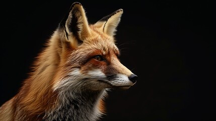 Obraz premium side view of fox isolated on black background