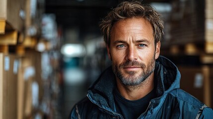 Obraz premium portrait of male warehouse worker or supervisor