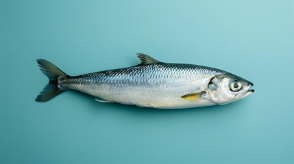 herring isolated on blue background