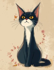 black cat on a vector