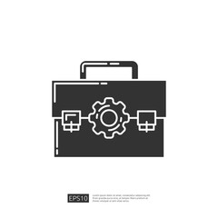 Art Illustration of a Briefcase with a Gear,  Business, Productivity, and Technology Concept