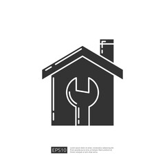 House Repair Icon, Home Improvement, Maintenance, and Handyman Symbol