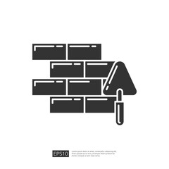 Bricklaying Icon,  Simple Black Outof Trowel and Bricks