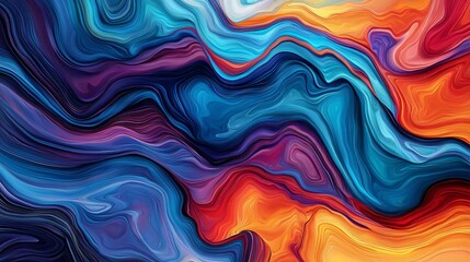 Fototapeta premium Stunning abstract art featuring vibrant swirls of blue, orange, and purple, perfect for modern decor and design projects.