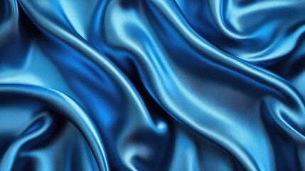 Fototapeta premium Close-up of Draped Blue Satin Fabric with Subtle Shimmer