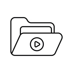 video folder line icon with white background vector stock illustration