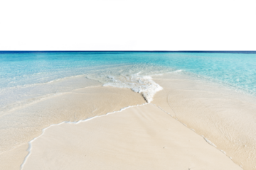 Pristine white sand beach with gentle waves and turquoise water