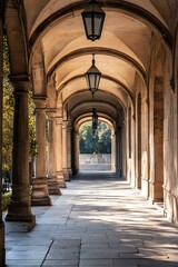 Fototapeta premium Stone Columns and Arched Ceiling of a Building