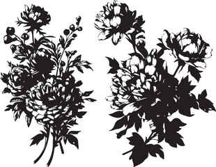 Fototapeta premium Set Flowers. Hand drawn vector illustration 