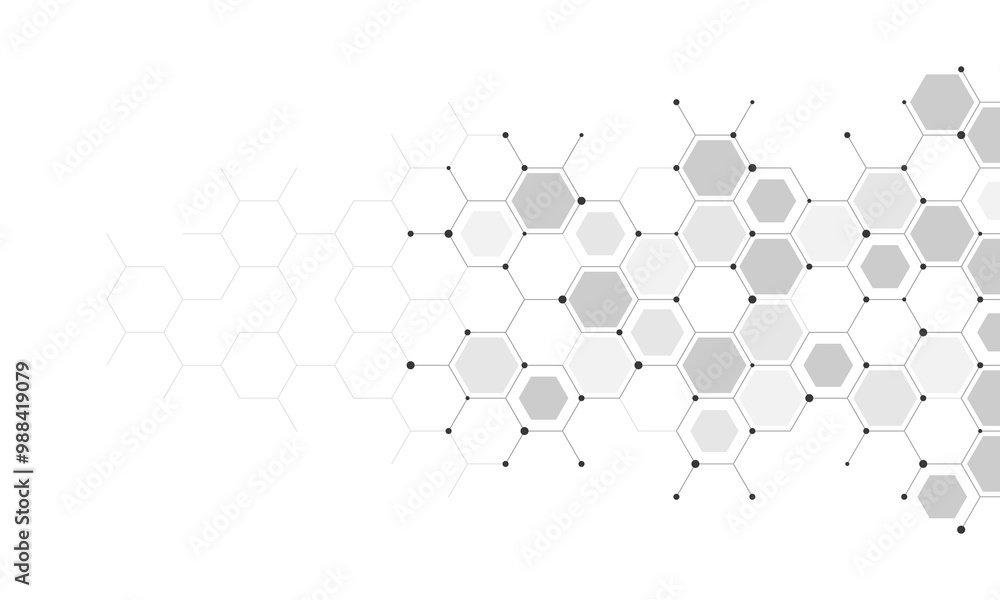 Wall mural graphic design element with abstract geometric background of simple hexagon pattern