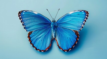 blue butterfly isolated on blue background