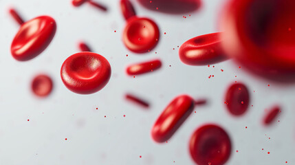 Anemia blood cells on a gray background. Hemoglobin in erythrocytes. Medical template design for hemotology