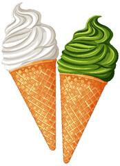 Delicious Vanilla and Matcha Ice Cream