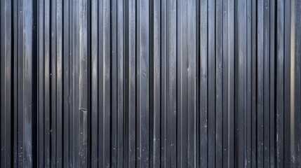 Obraz premium Close-up of a Black Corrugated Metal Surface with Subtle Light Reflecting off the Ridges
