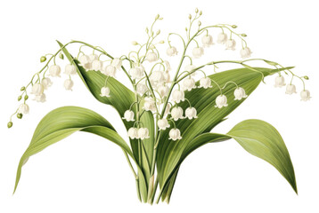 Obraz premium PNG Botanical illustration lily of valley flower plant white.