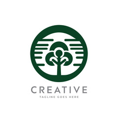 Creative artistic tree logo concept. eco friendly tree logo. Colorful leaf tree logo. minimalist tree vector icon logo