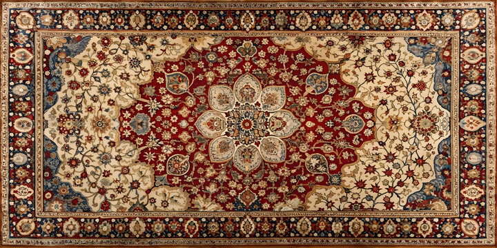 Intricate design of an old Persian carpet, Persian, carpet, vintage, traditional, rug, pattern, cultural, textile