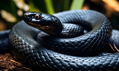 Fototapeta premium a black snake, Generative AI
