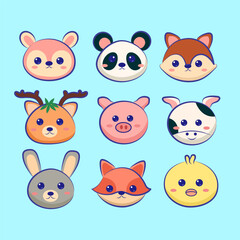 set of funny cartoon animals