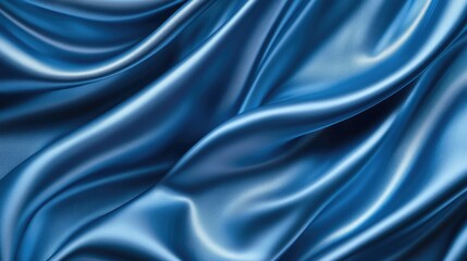 Fototapeta premium Abstract Draped Blue Satin Fabric Texture