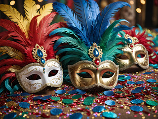 Vibrant Celebration: Ornate Brazilian Carnival Masks