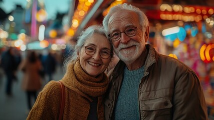 Obraz premium senior couple at the fun fair