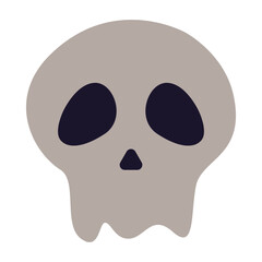 Halloween icon. Simplified gray skull with hollow eyes, symbolizing death and the afterlife. Often used in spooky, horror, or gothic themes.