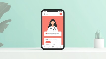 An image of a healthcare app that facilitates virtual consultations, with features like symptom tracking, medication reminders, and secure messaging.