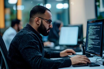 A Muslim IT Specialist Conducts A Cybersecurity Training Session For Employees. They Explain Best Practices To Keep