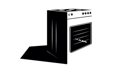 Oven emblem, black isolated silhouette