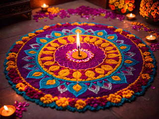 Vibrant Diwali Rangoli: A Celebration of Light and Color