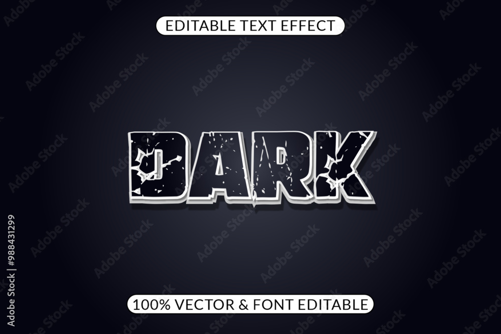 Fototapete dark 3d text effect. editable text effect grunge style
