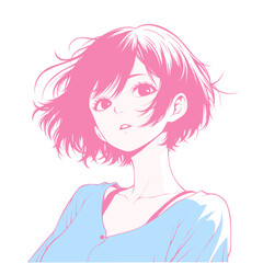 Anime Girl Pastel Color Illustration
