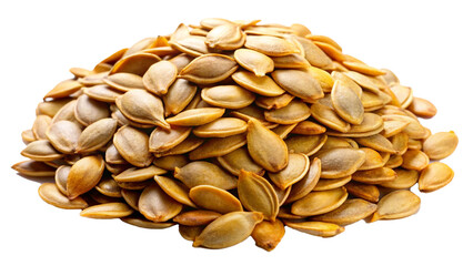 Pile of healthy Pumpkins oil seed on transparent background