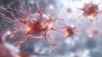 Microscopic View of a Virus: Intricate Structure and Vibrant Colors Illustrating Viral Complexity in a Scientific Context