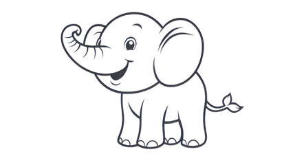 Obraz premium Happy cartoon elephant calf standing and raising trunk