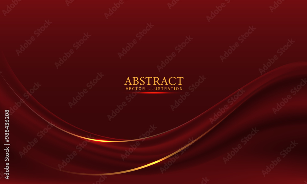 Poster abstract red gold light luxury wave curve with blank space for text place design modern creative bac