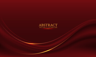 Abstract red gold light luxury wave curve with blank space for text place design modern creative background vector