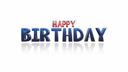 Colorful Happy Birthday greeting in red, blue, and white letters, ideal for celebratory occasions. Perfect choice to make someones day special